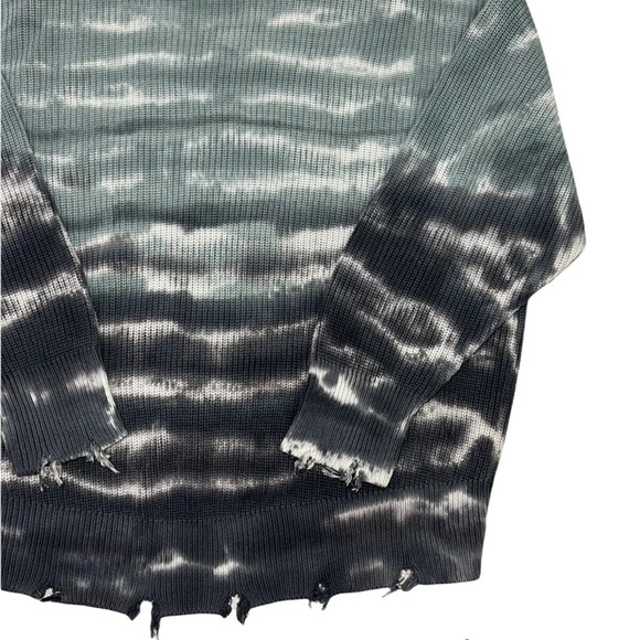 Young Fabulous & Broke Distressed Sweater Blue Tie Dye Oversized Mock Neck Tunic - Picture 9 of 16